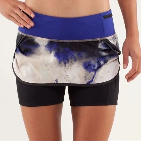 Lululemon Speed Squad Skirt Milky Way Biker Shorts Extended Liner Skort 4 - Picture 1 of 12